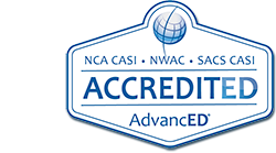 认可标志:NCA CASI, NWAC, SACS CASI Accredited, advanced